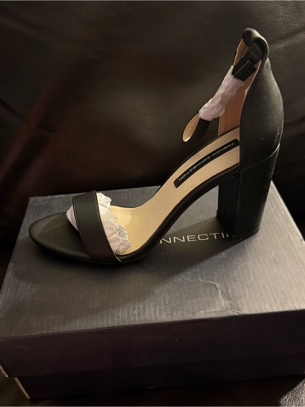 Black Ankle-Strap Block Heel Sandals -